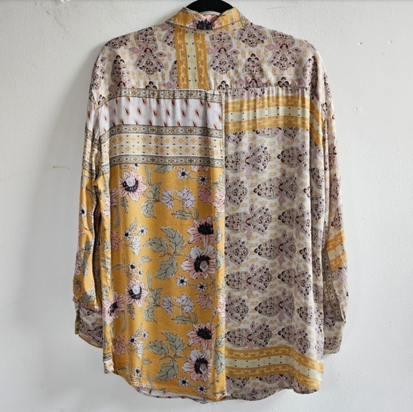 124 MNG MULTI PATTERN BUTTON DOEN SHIRT WOMEN'S SIZE 4 - Picture 2 of 7